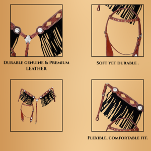 Équipement équestre en cuir occidental artisanal de qualité supérieure |   Ensemble de têtière et de plastron perlés |   Équipement d'équitation durable |   2026 - Product Image 4