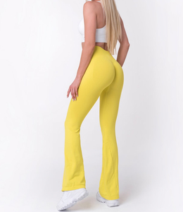 Leggings Acampanados Elegantes de Alta Calidad para Mujer, Cintura Alta, Tejidos, Transpirables, Gruesos, 300g, para Yoga, Ejercicio, Uso Casual, 100% - Product Image 5