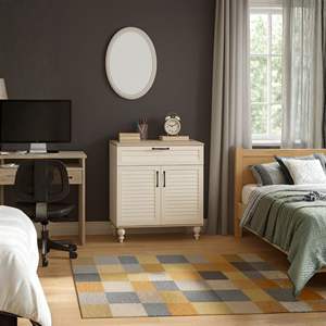 Commode Arion Kids Pera avec un design de rangement élégant avec couvercle, corps en MDF et pieds en bois, commode Pera élégante et soignée pour enfants - Product Image 1