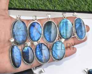 Lote al por mayor de colgantes de plata esterlina 925 étnicos hechos a mano, piedras preciosas de labradorita azul Natural para bodas, compromisos, fiestas - Product Image 1