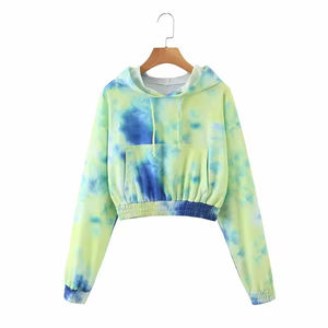 Sudadera con capucha para mujer de talla grande Tie Dye Logo personalizado Sudadera deportiva larga de lana multicolor Peso ligero XS a XXL - Product Image 6