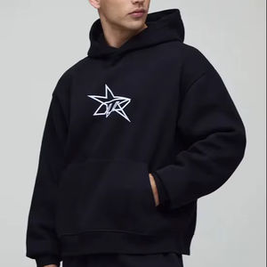 Sudadera con Capucha Extra Grande para Hombre, Modelo 2025, Estilo Cuadrado, Invierno, Estampada, Negra, Poliéster/Algodón, Transpirable, con Logotipo Personalizado Bordado en la Parte Delantera - Product Image 1