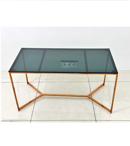 โต๊ะกลางทำจากสแตนเลสทรงสี่เหลี่ยมกระจกสีดำแบบทันสมัย - Product Image 1