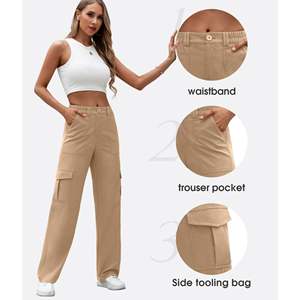 Pantalon cargo moderne style streetwear avec grandes poches, conçu pour offrir aux femmes un style décontracté, taille mi-haute et confortable. - Product Image 4