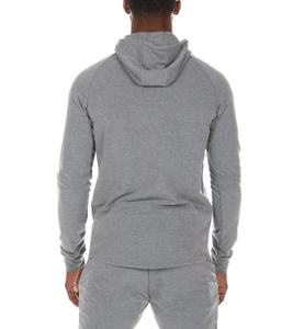 Sweat à capuche oversize en coton lourd à double fermeture éclair, gris clair, style streetwear - Product Image 2