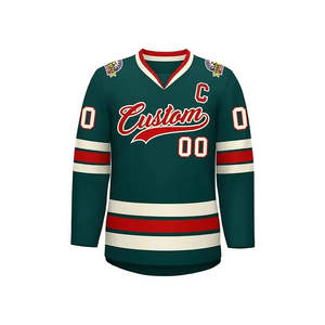 เสื้อเจอร์ซีย์ฮ็อกกี้น้ำแข็งออกแบบได้ตามต้องการชุดกีฬาที่ไม่เหมือนใครพร้อมชื่อสโมสรและทีม - Product Image 1