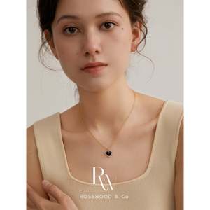 Collana con Ciondolo a Cuore Nero Impermeabile, Anallergica, con Pietra Nera, Regalo Amore Eterno, con Orecchini Pendenti, Accessorio Moda - Product Image 6