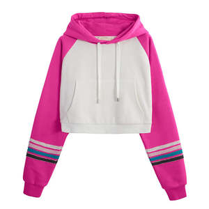 Sweats à capuche courts personnalisés pour femmes, fabriqués en coton uni, de haute qualité, au prix de gros - Product Image 1