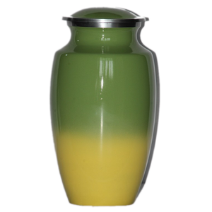Urnas de cremación para adultos de aluminio de alta calidad con acabado de Color verde amarillo para cenizas humanas Suministros funerarios de metal - Product Image 1