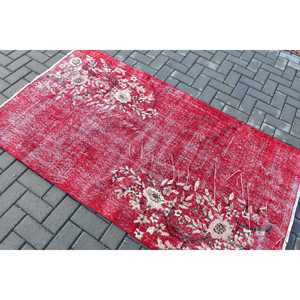 Tapis turc vintage 3,7x6,4 pi (113x195 cm), tapis oriental rouge - Product Image 4