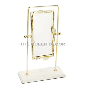 Espejo de mesa Super calidad Hierro Metal Forma ovalada Oro Acabado antiguo Espejo de mesa decorativo Espejo de maquillaje - Product Image 3