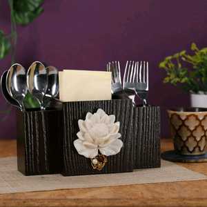 Soporte pequeño para cuchara de madera natural con patrón de té y café, soporte para utensilios de cocina de acero inoxidable para servir bodas - Product Image 5