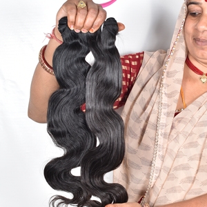 100% mejor cabello al por mayor crudo indio templo extensiones de cabello FABRICANTE DEL SUR DE LA India cuerpo onda cutícula alineada cabello humano - Product Image 5