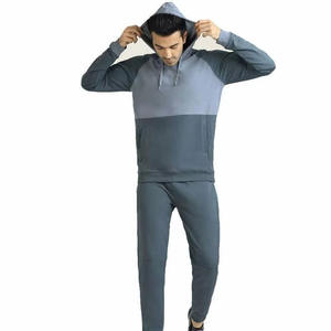 Conjunto de Sudadera con Bloques de Color Gris Oscuro y Gris Claro para Hombre, con Cremallera Completa y Estilo Deportivo Informal para Viajes o Estilo Urbano - Product Image 1