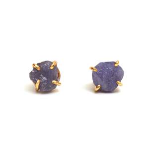 Boucles d'oreilles en tanzanite brute de 8 à 10mm Bijoux en argent artisanal Boucles d'oreilles en pierres précieuses brutes Cadeau pour ses bijoux - Product Image 2