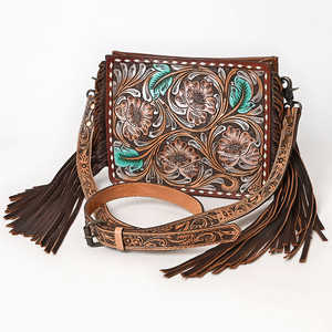 Bolso bandolera de cuero genuino con flecos Western Boho Floral en relieve diseño ligero cierre de cremallera moda Vintage para - Product Image 6