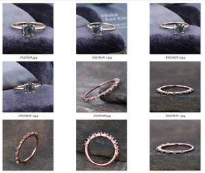 Anillo de compromiso de diamante hexagonal de sal y pimienta de cinco estrellas Betty Srtting, chapado en oro de 14 quilates - Product Image 3