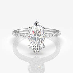 9K <b>Gold</b> Marquise Cut Moissanite Diamond Pave <b>Ring</b> Elegant Luxury Jewelry Accessory - Product Image 6