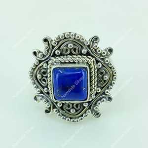 Handmade 925 Sterling Silver Lapis Lazuli Ring September Birthstone <b>Statement</b> Jewelry Natural Blue Gemstone <b>Cushion</b> IGI - Product Image 6