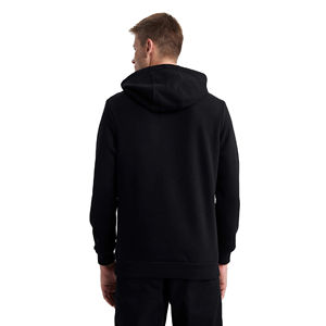 Custom Print Solid Pattern Hooded 100% <b>Black</b> Cotton <b>Sweatshirt</b> for <b>Men</b> Winter Fleece Material Pullover Hoodies Thermal - Product Image 5