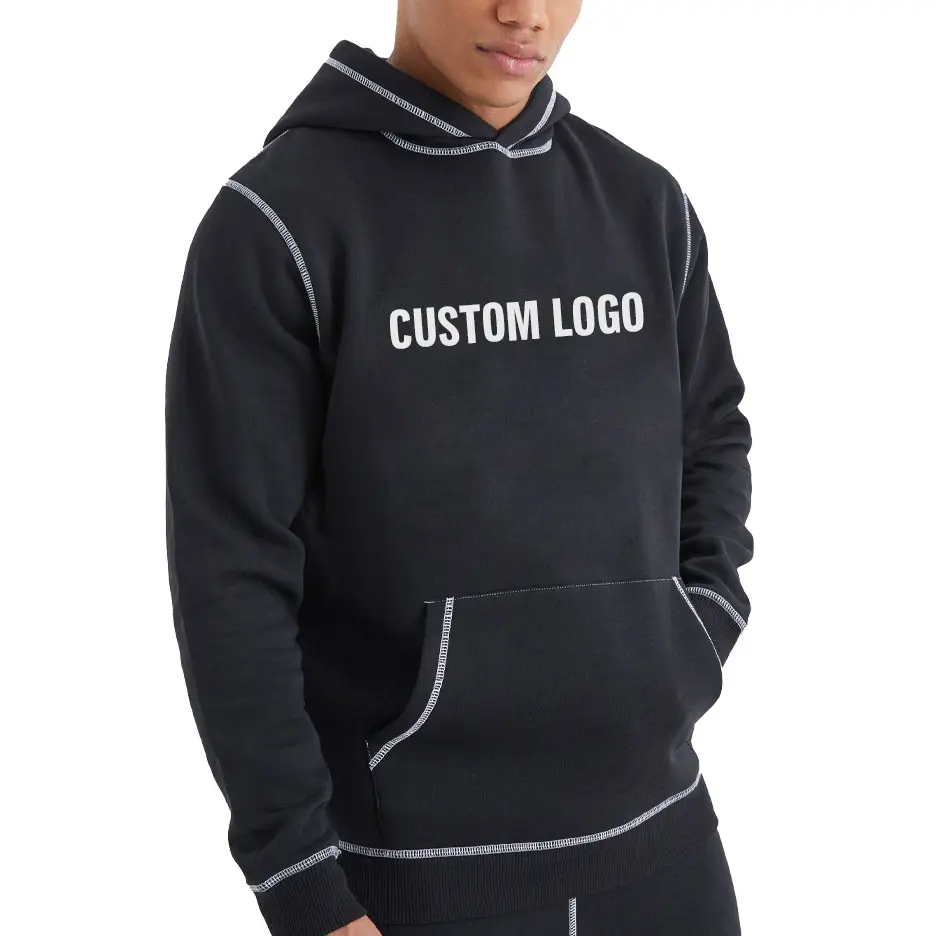 Tùy Chỉnh Nhà Máy Trống Flatlock Áo Thun Hoodies Cho Nam Giới Quá Khổ Dày Bông Thời Trang Phố Đồng Bằng Tùy Chỉnh Biểu Tượng Hoodies Cho Unisex