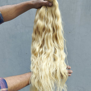 Extensiones de cabello humano brasileño con cutícula alineada, paquete de cabello indio Rubio 613 virgen de alta calidad al por mayor - Product Image 3