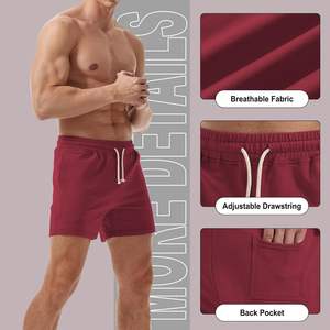 กางเกงขาสั้นผ้าฟลีซแบบถักสำหรับผู้ชายกางเกงขาสั้นใส่เล่นยิมผ้าเฟรนช์เทอร์รี่สีพื้นโลโก้ออกแบบได้ตามต้องการ - Product Image 3