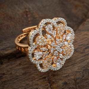 Wedding Fashionable <b>Gold</b>/Rhodium Plated Brass <b>Ring</b> with Micro Pave & Invisible Setting - Product Image 4