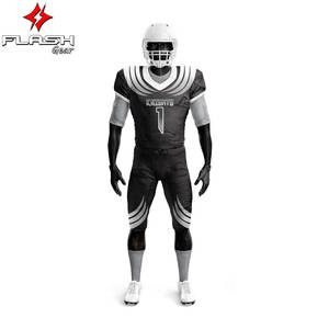 Derniers uniformes de football américain Poly-Spandex personnalisés imprimés par sublimation respirante avec broderie sergé - Product Image 6