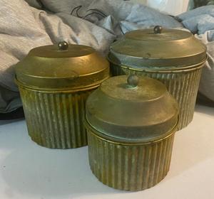 Best Quality Designer Galvanized Container 3 Pcs Household Kitchen and <b>Tabletop</b> <b>Storage</b> Canister Latest Arrival - Product Image 3