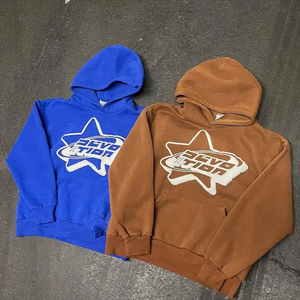 Sudadera con capucha negra para hombre con logotipo personalizado al por mayor, moda de manga larga, algodón, ODM, OEM personalizado, estampado en relieve con patrón 3D - Product Image 1