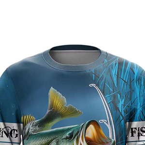 Camiseta de pesca de calidad superior con logotipo personalizado, camiseta de pesca de manga larga UV para hombre, camiseta de pesca transpirable con cuello redondo - Product Image 2