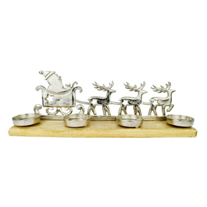 Metal plateado de calidad superior con base de madera Nuevo diseño elegante Soporte para rayos Accesorios de iluminación Artículos de decoración de Navidad - Product Image 1