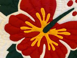 Hand Embroidered Hawaiian <b>Quilts</b> Red Luxurious Stitched Bed Throws Handwoven Blankets with Intricate Embroidery Wholesale - Product Image 2