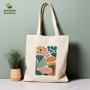 Bolso de lona de algodón ilustrado terroso con arte de moda con diseño minimalista y patrones geométricos abstractos para vacaciones en la playa - Product Image 4