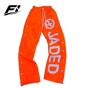Wholesale Breathable Windbreaker Nylon Baggy Sweatpants Color Block Plus Size <b>Athletic</b> Bottoms Custom 3D Embroidery men's pants - Product Image 1
