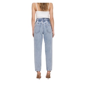 กางเกงยีนส์ผู้ชายทรงสลิมฟิตลายมุก กางเกงยีนส์ผู้หญิงผ้าเดนิมทรงสกินนี่สีน้ำเงิน ซิปข้างขา บริการ OEM รับผลิตตามแบบ - Product Image 3