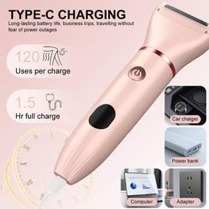 เครื่องกำจัดขนไฟฟ้าสำหรับผู้หญิง/เครื่องโกนหนวด/เครื่องโกนขนแบบสามใบมีด กันน้ำ IPX6 ใช้ได้ทั้งแบบเปียกและแห้ง สำหรับโกนขนทั่วร่างกายและบริเวณจุดซ่อนเร้น - Product Image 4