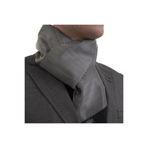 Elegant Double Sided Wool Scarf Silver Polka Dot Geometric Pattern on Black Jacquard Woven Traditional Style - Product Image 1