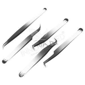 Pinzas de pestañas de acero inoxidable con logotipo personalizado de etiqueta privada 45 75 pinzas de pestañas de 90 grados fibra puntiaguda belleza de calidad superior - Product Image 4