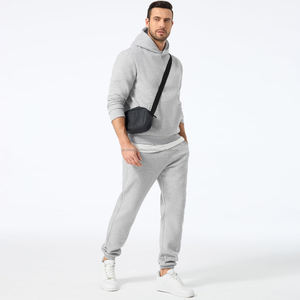 Heavyweight 500GSM Fleece Tracksuit for <b>Men</b> Custom Printing Zip Hoodie <b>Jogger</b> Pants <b>Navy</b> Grey Color Block Design Winter - Product Image 1