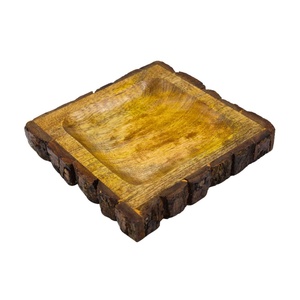 Bandeja Cuadrada Natural para Servir Madera Cruda, Bandeja Rústica Grande y Pequeña de Madera, Madera de Acacia, Mango de Nogal para Café, Sushi, Comida, Regalos - Product Image 3