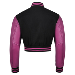 แจ็กเก็ตเลตเตอร์แมนสำหรับผู้หญิงเสื้อแจ็คเก็ตแฟชั่นสำหรับผู้ชายสีล้วนแบบสั้นสำหรับเด็กผู้หญิงเสื้อครอปตัวอักษร - Product Image 2