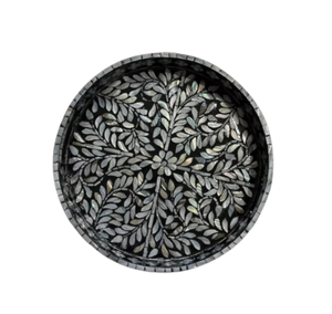 Bandeja Redonda Hecha a Mano con Incrustaciones de Nácar, Bandeja Decorativa para Servir en Mesa de Centro, Tocador, Decoración del Hogar, de Vietnam - Product Image 2