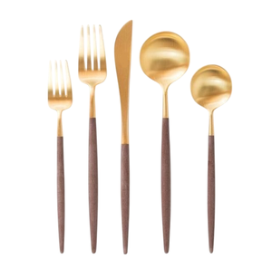 Juego de Cubiertos de Acero Inoxidable con Mango de Madera de Lujo, Juego de Cubiertos Modernos para Comer, Elegante Acabado Pulido Espejo para Cocina y Hogar - Product Image 3