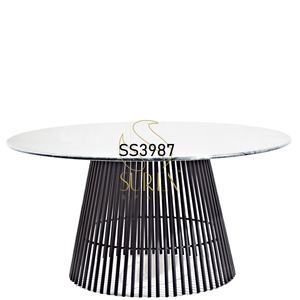 Heavy Out Door Indian Marbre Fer Table Ronde Hôtels et Resort Salle à manger en métal Table avec dessus en marbre - Product Image 1