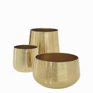 Ensemble de 3 jardinières en aluminium durables, écologiques et légères avec finition dorée pour la maison et le jardin - Product Image 1