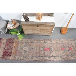 Alfombra turca Vintage de 2,7x10,2 pies, lana rosa Beige, área grande, patrón de retazos rectangulares, diseño abstracto de pasillo, látex para habitaciones - Product Image 5