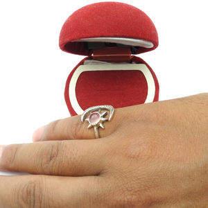 Clásico elegante de alta calidad 925 plata esterlina Natural cuarzo rosa piedra preciosa forma celestial anillo para mujeres niñas joyería Bohemia - Product Image 4