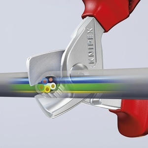 Cisailles à câbles KNIPEX, longueur 160 mm, tête chromée, poignées multi-composants VDE pour systèmes électriques de camping-cars, Forme 1 - Product Image 3